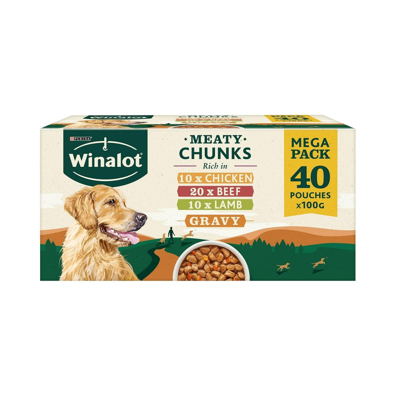 WINALOT Meaty Chunks Mixed in Gravy Wet Dog Food 40x100g