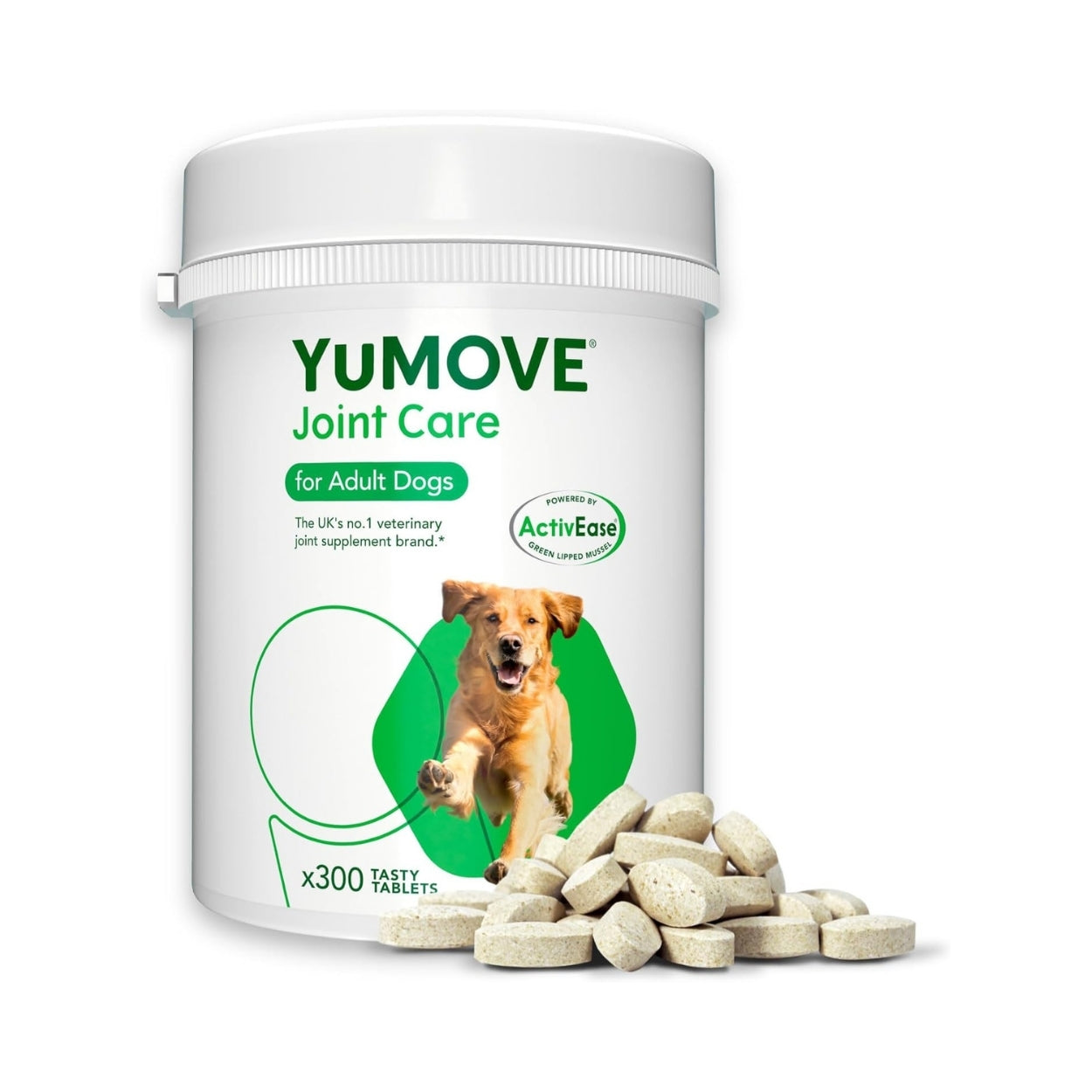 YuMOVE, Essential Dog Hip and Joint Aid, for Stiff Adult Dogs with Glucosamine, Chondroitin & Green Lipped Mussel, Aged 6 to 8 Years, 300 Tablets