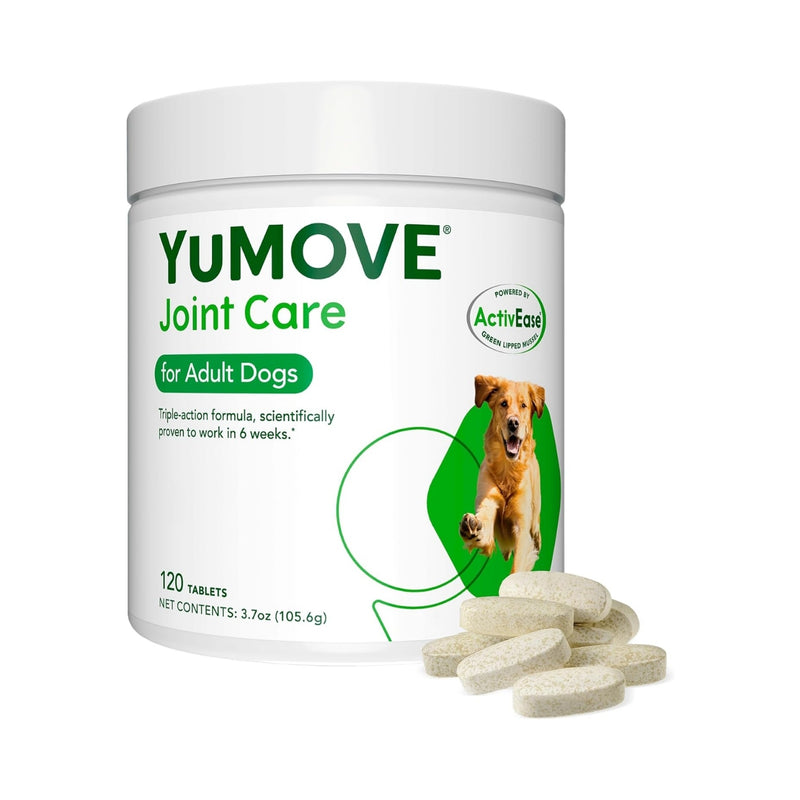 YuMOVE Joint Supplement for Dogs, Essential Dog Hip and Joint Support for Adult Dogs with Glucosamine, Chondroitin, Green Lipped Mussel, Aged 6 to 8, 120 Tablets
