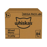 whiskas 1 plus Adult Mixed Selection in Jelly 84 Pouches, Adult Wet Cat Food, Megapack (84 x 85 g)